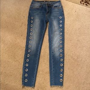 SOLD Double Grommet Cut Out Jeans